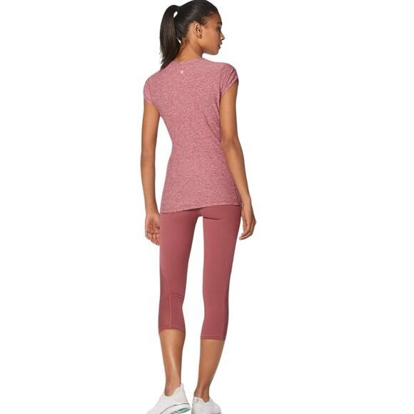 Lululemon Women 4 Time To Sweat Short Sleeve Heathered So Merlot Red Burgundy - Picture 3 of 12
